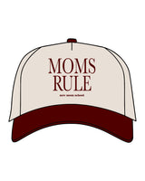 The Canvas Cap - Natural / Cardinal - New Mom School - Center Crown Stacked - MOMS RULE - Embroidered - Cardinal