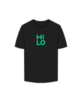 The Womens Tee - Black - Hilo House - Center Chest Stacked - Full Color - #00ffa3