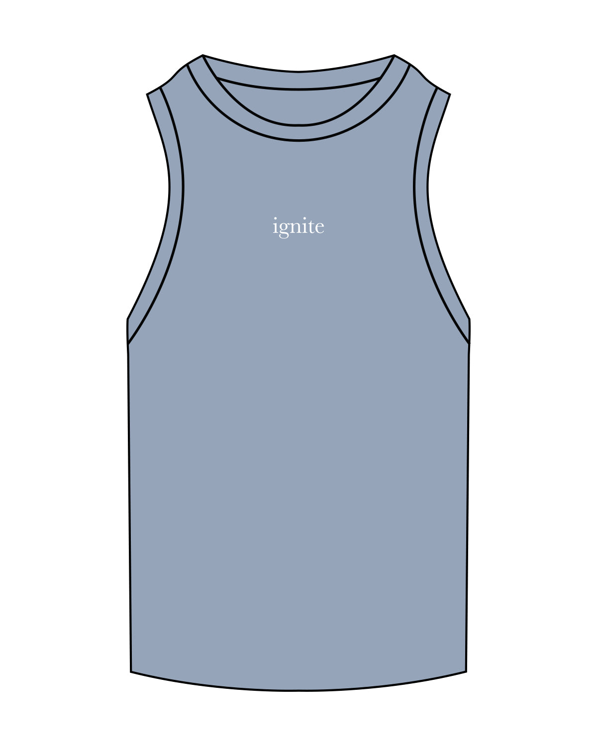 The Ribbed Full Length Tank - Powder - Ignite Barre & Fitness - Center Chest - Embroidered - White