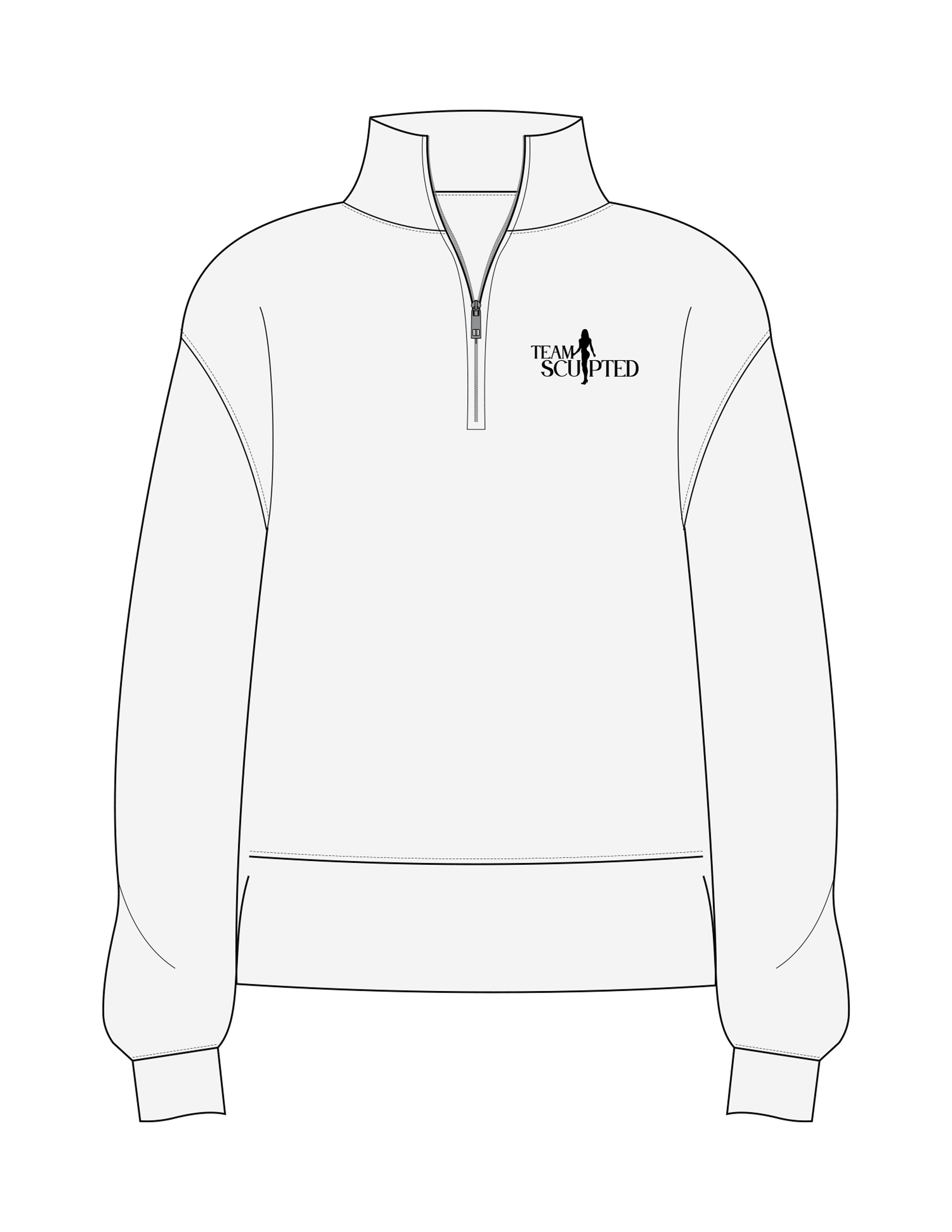 The Mens 1/4 Zip - White Heather - Team Sculpted - Left Chest Stacked - Printed - Black