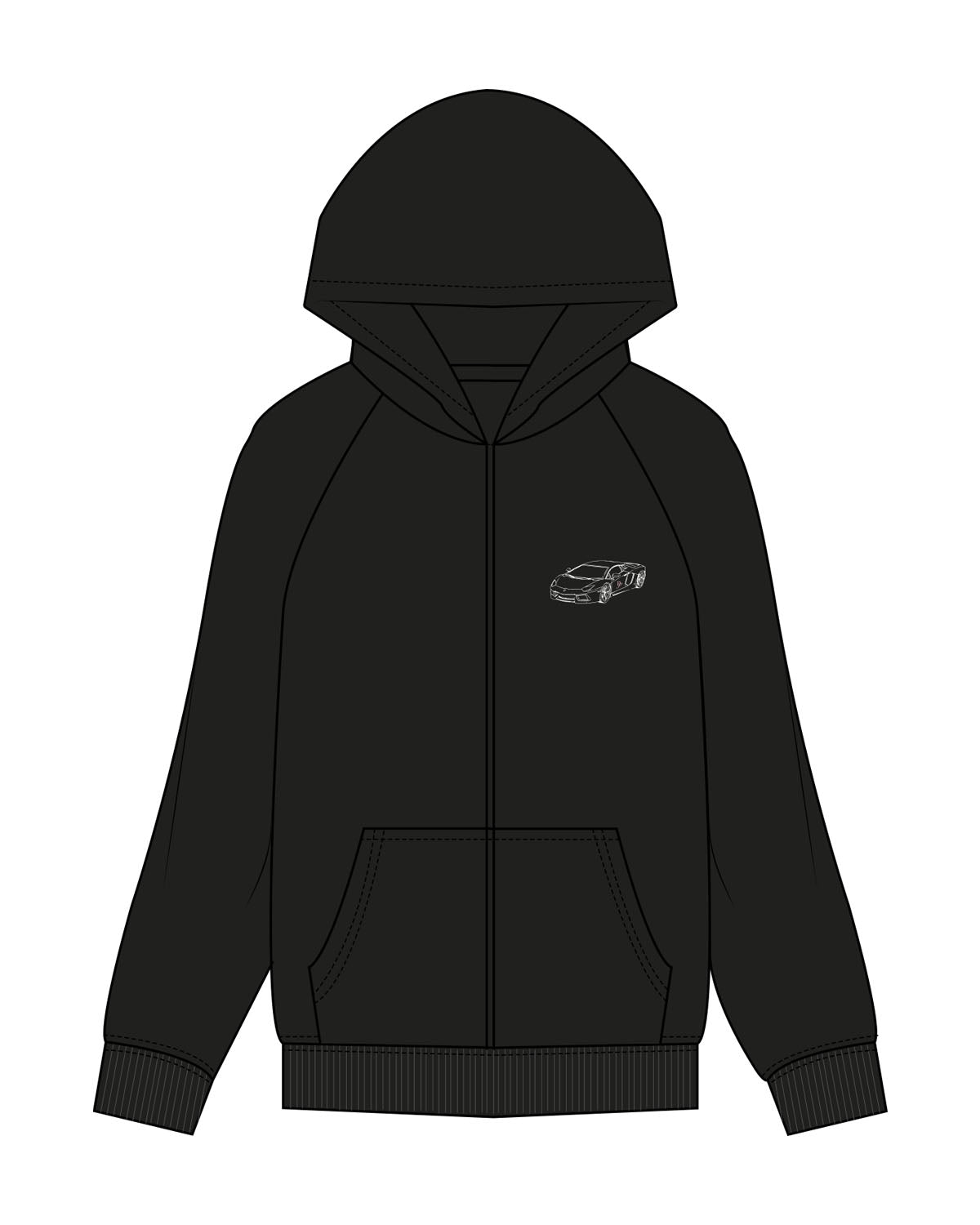 The Womens Zip Hoodie - Black - Platinum Pilates - Left Chest & Back - Printed - Full Color