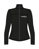 The Womens Zip Jacket - Black - Training Mate - Left Chest & Center Back Neckline - Printed - White