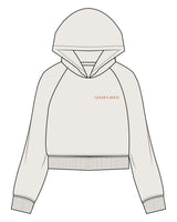 The Womens Crop Hoodie - Bone - Golden Hour Pilates - Left Chest - Embroidered - Orange