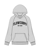The Mens Hoodie - Heather - Flowcorps - Center Chest Stacked - Black