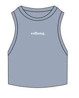 The Ribbed Crop Tank - Powder - Mantra - Center Chest - Embroidered - White