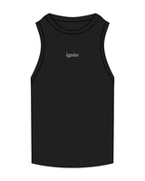 The Ribbed Full Length Tank - Black - Ignite Barre & Fitness - Center Chest - Embroidered - White