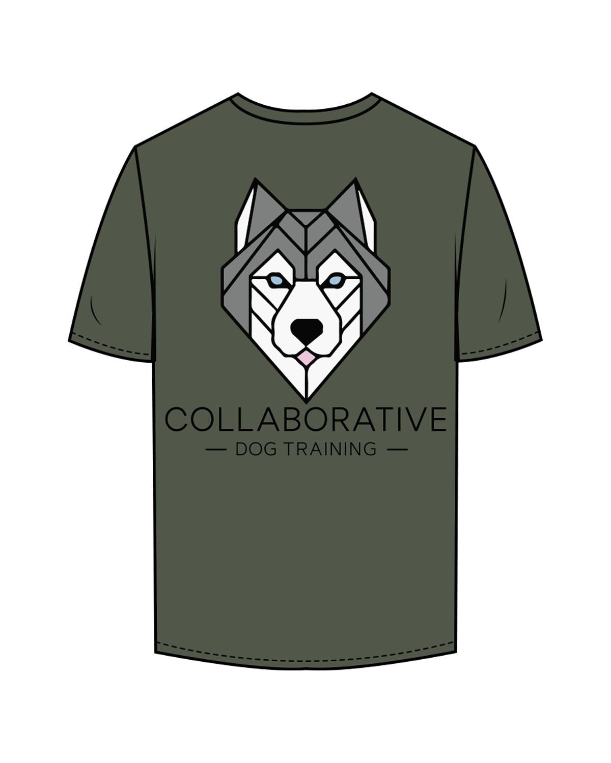 The Mens Tee - Cypress - Collaborative Dog - Left Chest Stacked & Back Stacked - Full Color
