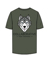 The Mens Tee - Cypress - Collaborative Dog - Left Chest Stacked & Back Stacked - Full Color