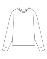 The Micro Rib Crop Long Sleeve - White - The Vibe - Left Sleeve - Printed - Light Blue
