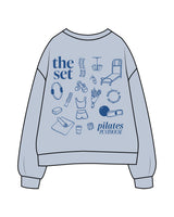 The Womens Crewneck - Powder - Set Studio - Left Chest & Full Back - Printed - Blue