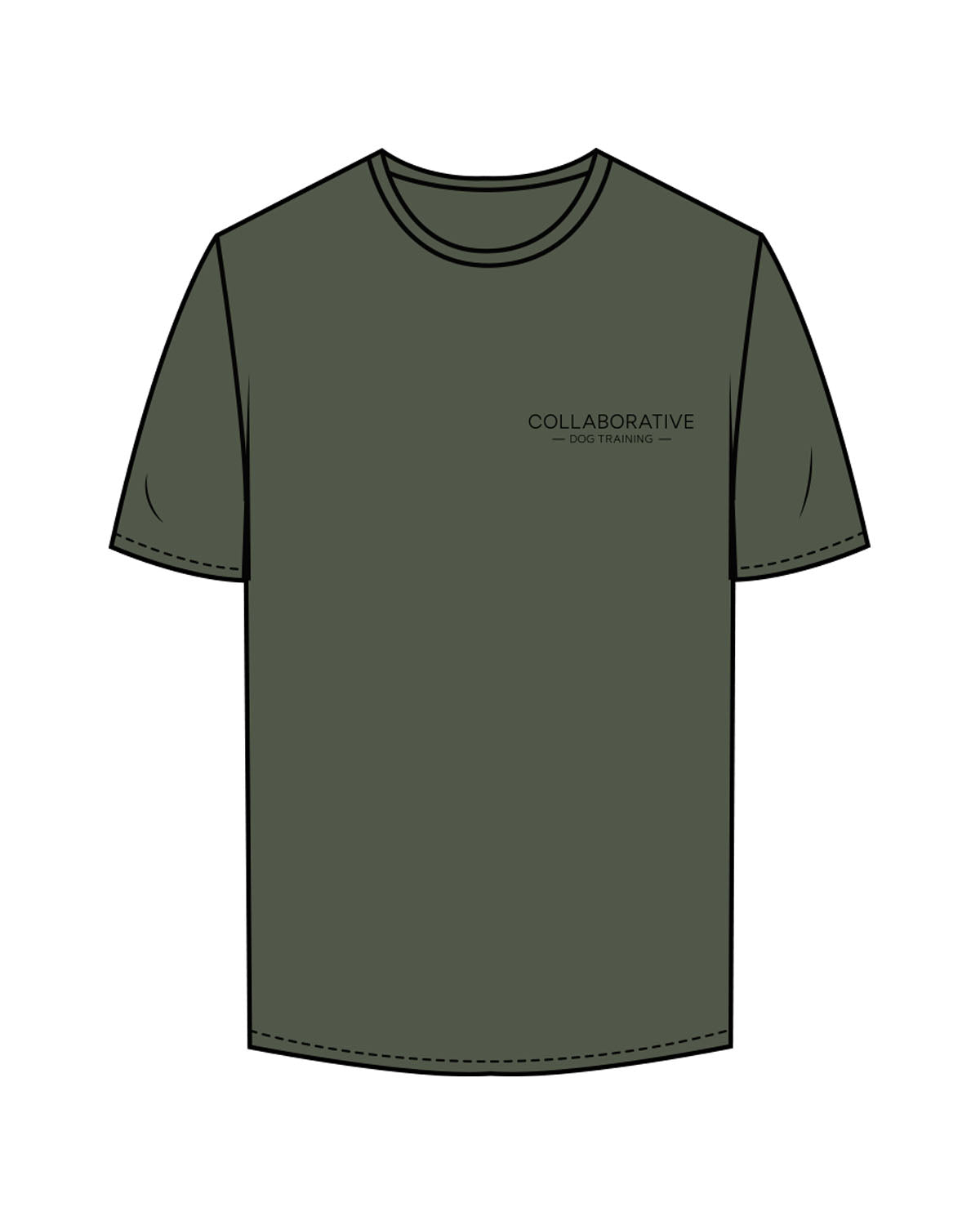 The Mens Tee - Cypress - Collaborative Dog - Left Chest Stacked & Back Stacked - Full Color