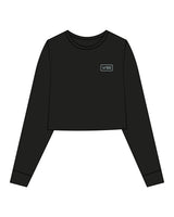 The Crop Long Sleeve - Black - The Vibe - Left Chest - Printed - Light Blue