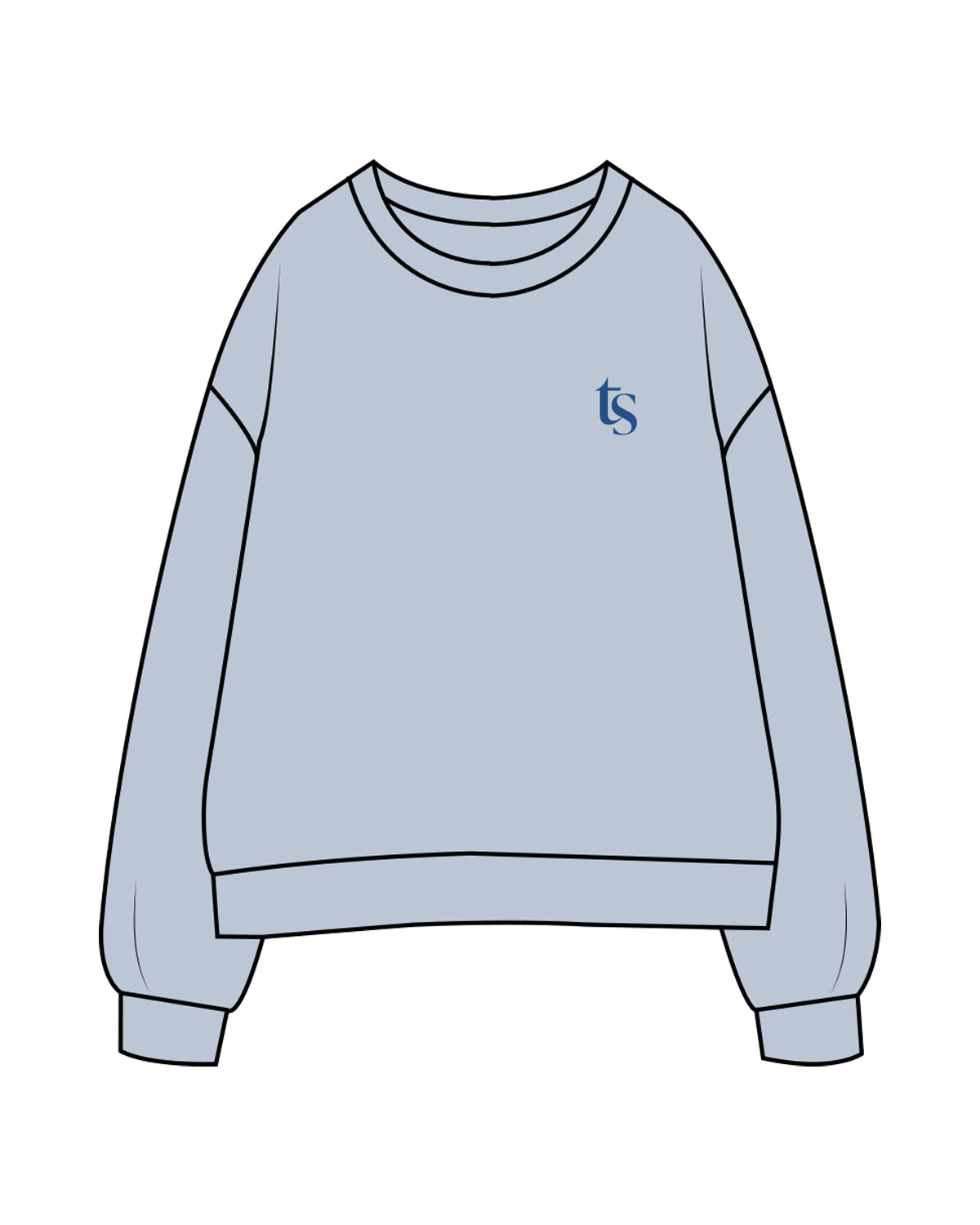 The Womens Crewneck - Powder - Set Studio - Left Chest & Full Back - Printed - Blue