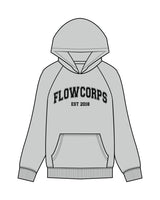 The Womens Hoodie - Storm - Flowcorps - Center Chest Stacked - Black