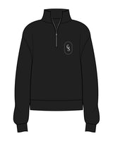 The Mens 1/4 Zip - Black - Christian Singles Hub - Left Chest Round - Printed - White