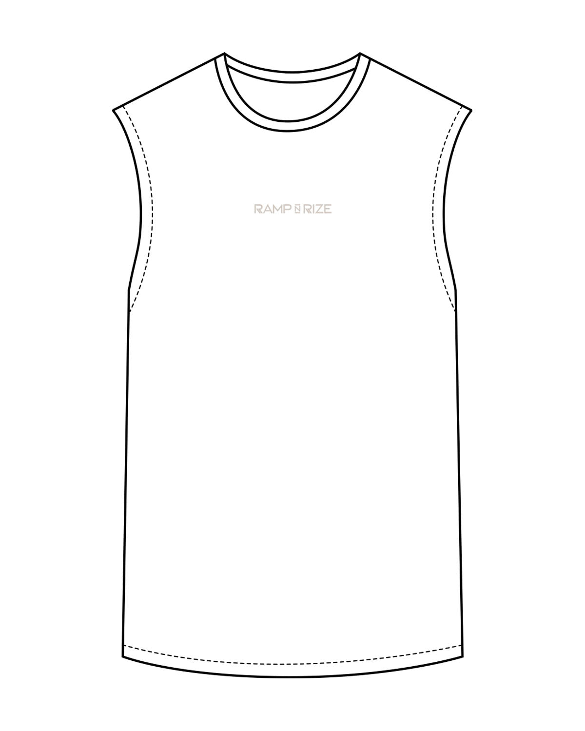 The Mens Classic Tank - White - Ramp N Rize - Center Chest & Back Spine - Bone