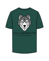 The Mens Tee - Forest - Collaborative Dog - Left Chest Stacked & Back Stacked - Full Color