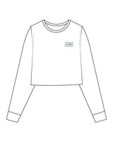 The Crop Long Sleeve - White - The Vibe - Left Chest - Printed - Dark Green