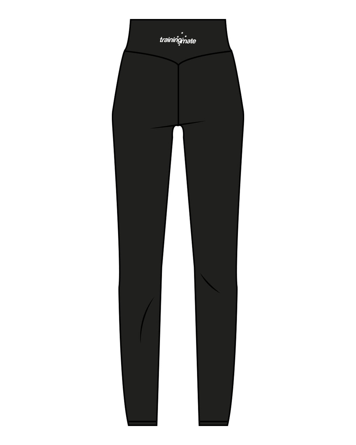 The Basic Legging - Black - Training Mate - Center Back Logo - Printed - White