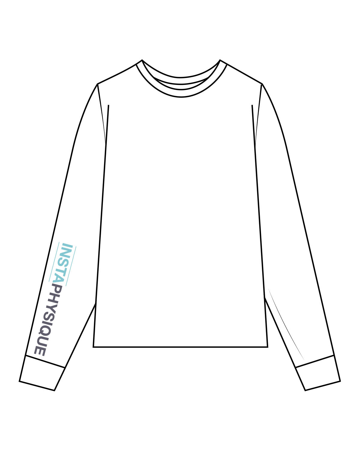 The Womens Long Sleeve - White - Instaphysiques - Right Sleeve - Full Color