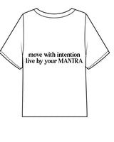 The Midweight Crop Tee - White - Mantra - Center Chest & Back Center Stacked - Black