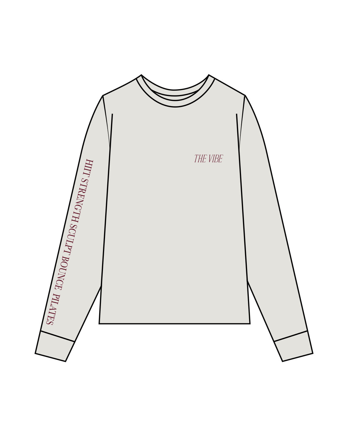 The Womens Heavyweight Long Sleeve - Washed Bone - The Vibe - Left Chest & Right Sleeve
