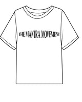 The Midweight Crop Tee - White - Mantra - Center Chest & Back Center Stacked - Black