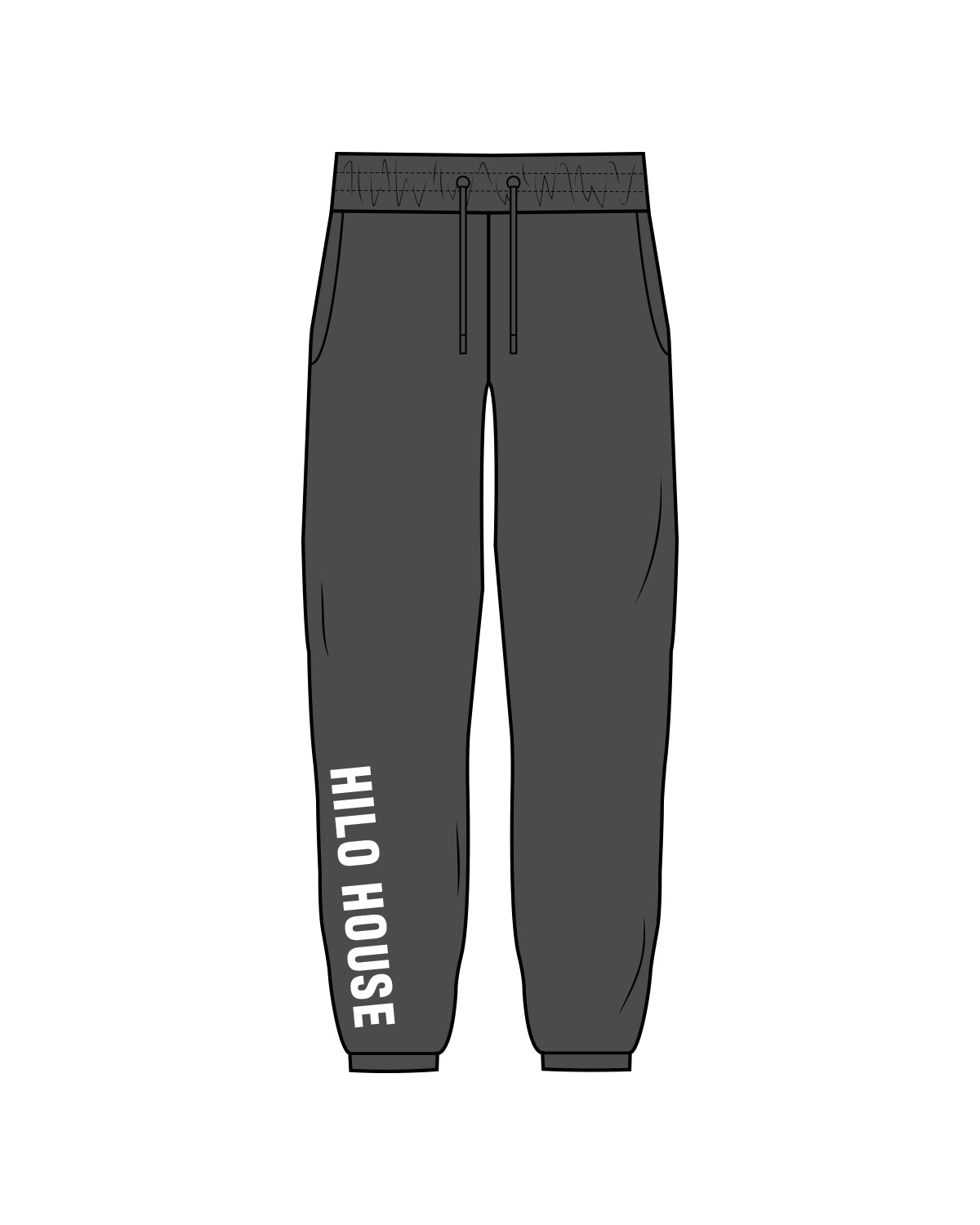 The Classic Sweatpants - Washed Black - Hilo House - Right Leg - White
