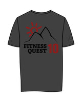 The Womens Tee - Charcoal - Fitness Quest 10 - Left Chest & Back Stacked - Full Color