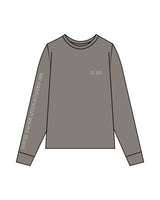 The Womens Heavyweight Long Sleeve - Washed Gray - The Vibe - Left Chest & Right Sleeve - Printed - Off White