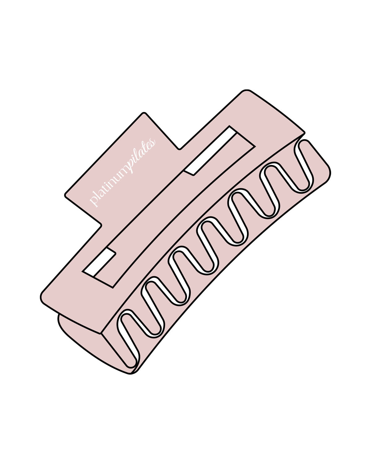 The Claw Hair Clip - Rose - Platinum Pilates - Center Handle - Printed - White