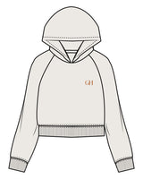 The Womens Crop Hoodie - Bone - Golden Hour Pilates - Left Chest -"GH" Logo - Embroidered - Tone on Tone