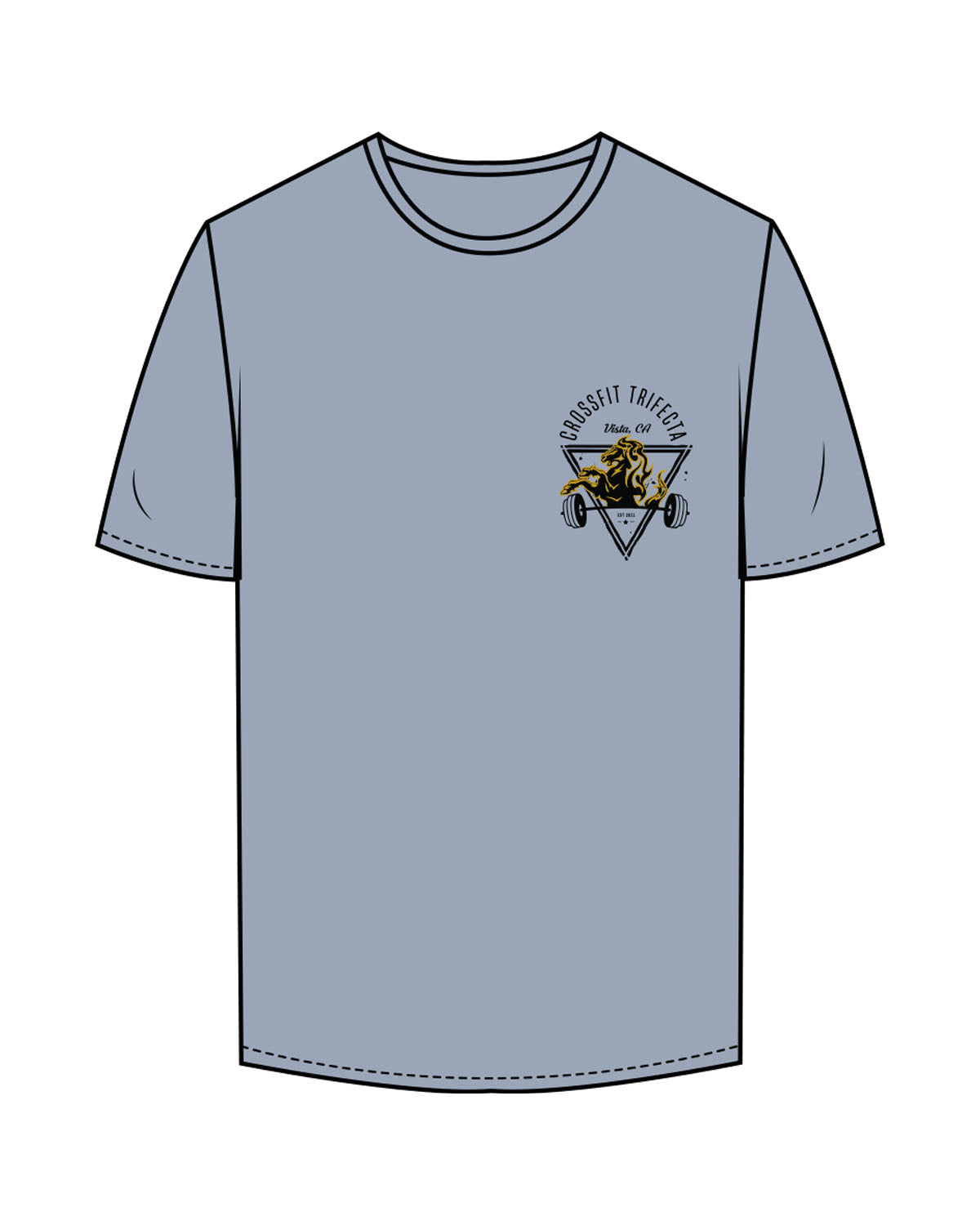 The Mens Tee - Powder - Crossfit Trifecta - Left Chest - Printed - Full Color