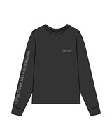 The Womens Heavyweight Long Sleeve - Washed Black - Left Chest & Right Sleeve - Printed - Off White
