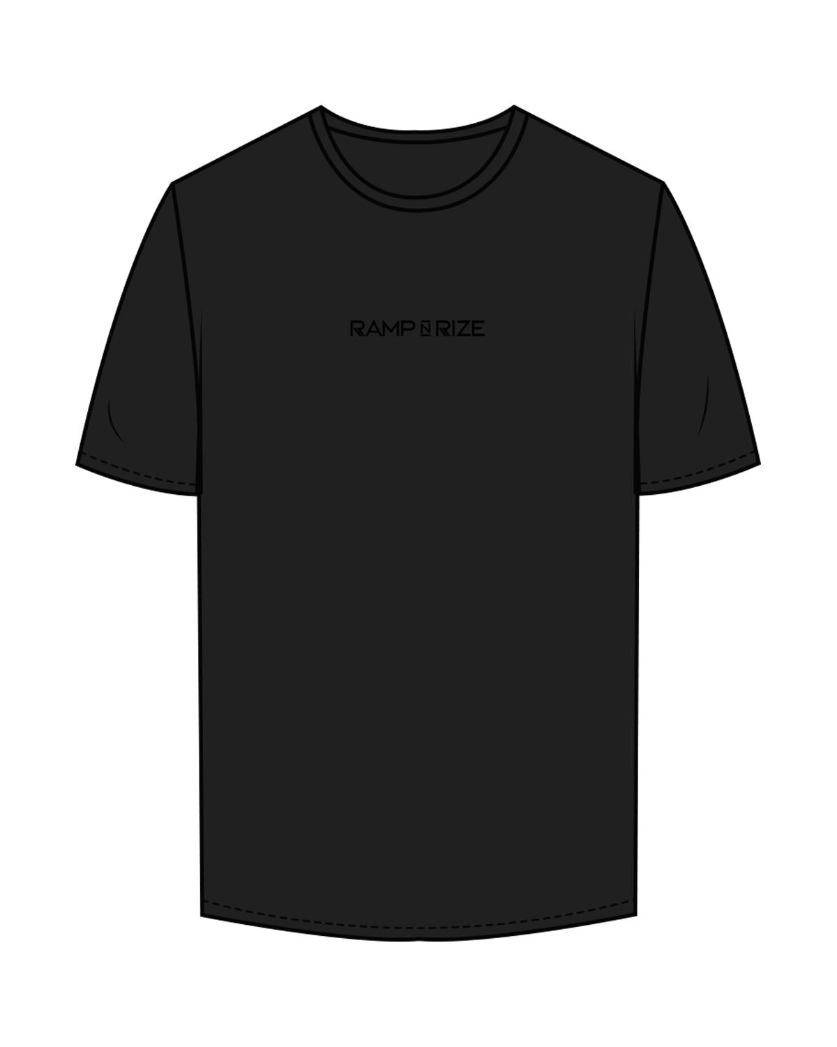 The Mens Tee - Black - Ramp N Rize - Center Chest & Back Stacked - Black