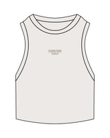 The Ribbed Crop Tank - Bone - Corefire - Center Chest Stacked - Embroidered - Tone on Tone