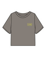 The Heavyweight Crop Tee - Washed Gray - The Vibe - Left Chest - Printed - Neon Yellow
