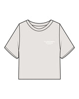 The Heavyweight Crop Tee - Washed Bone - Flowcorps - Left Chest Stacked & Back Round - White