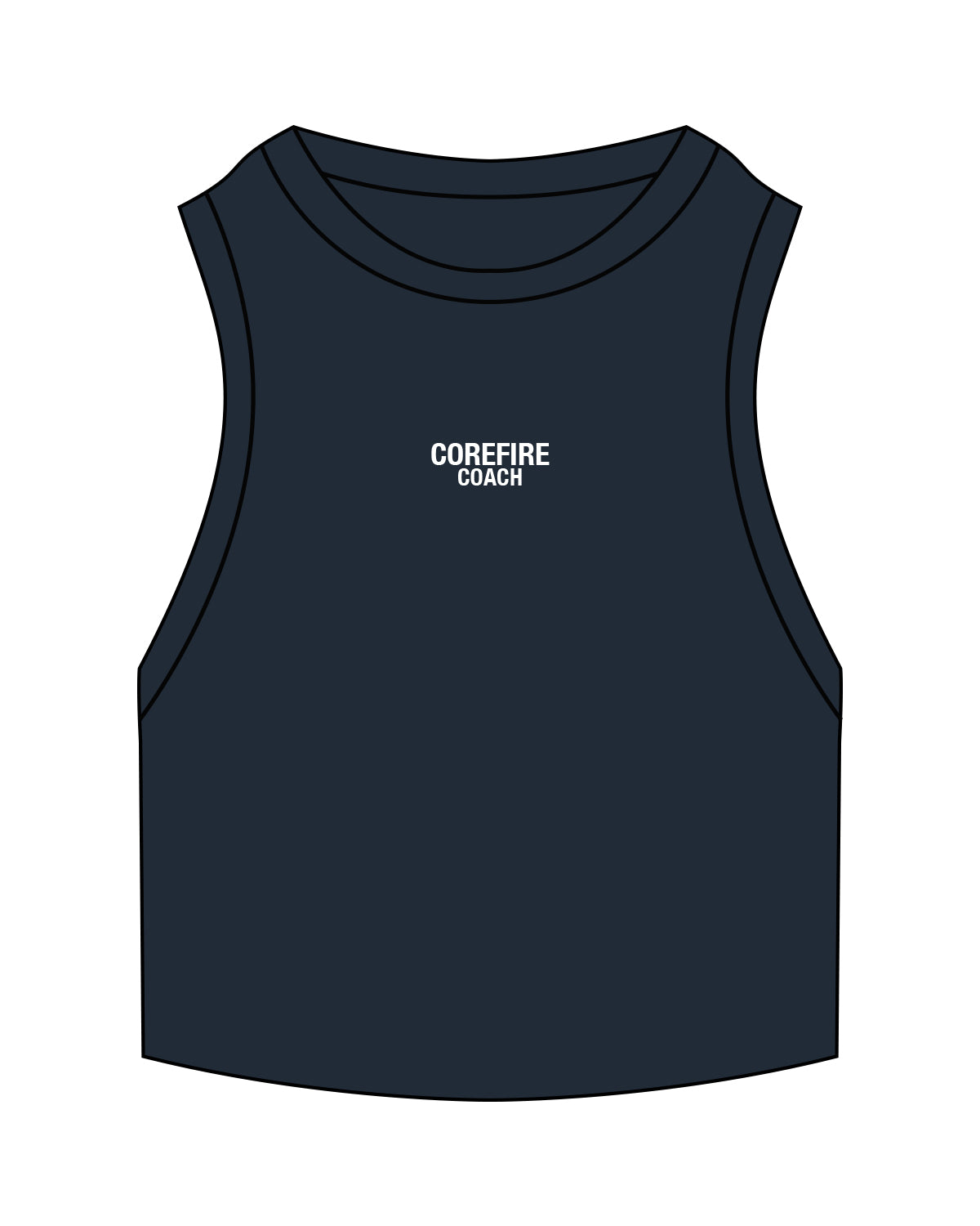 The Ribbed Crop Tank - Navy - Corefire - Center Chest Stacked - Embroidered - White