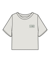 The Heavyweight Crop Tee - Washed Bone - The Vibe - Left chest - Printed - Dark Green