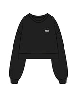 The Womens Crop Crewneck - Black - Aesthetics Injector - Left Chest - MD - White