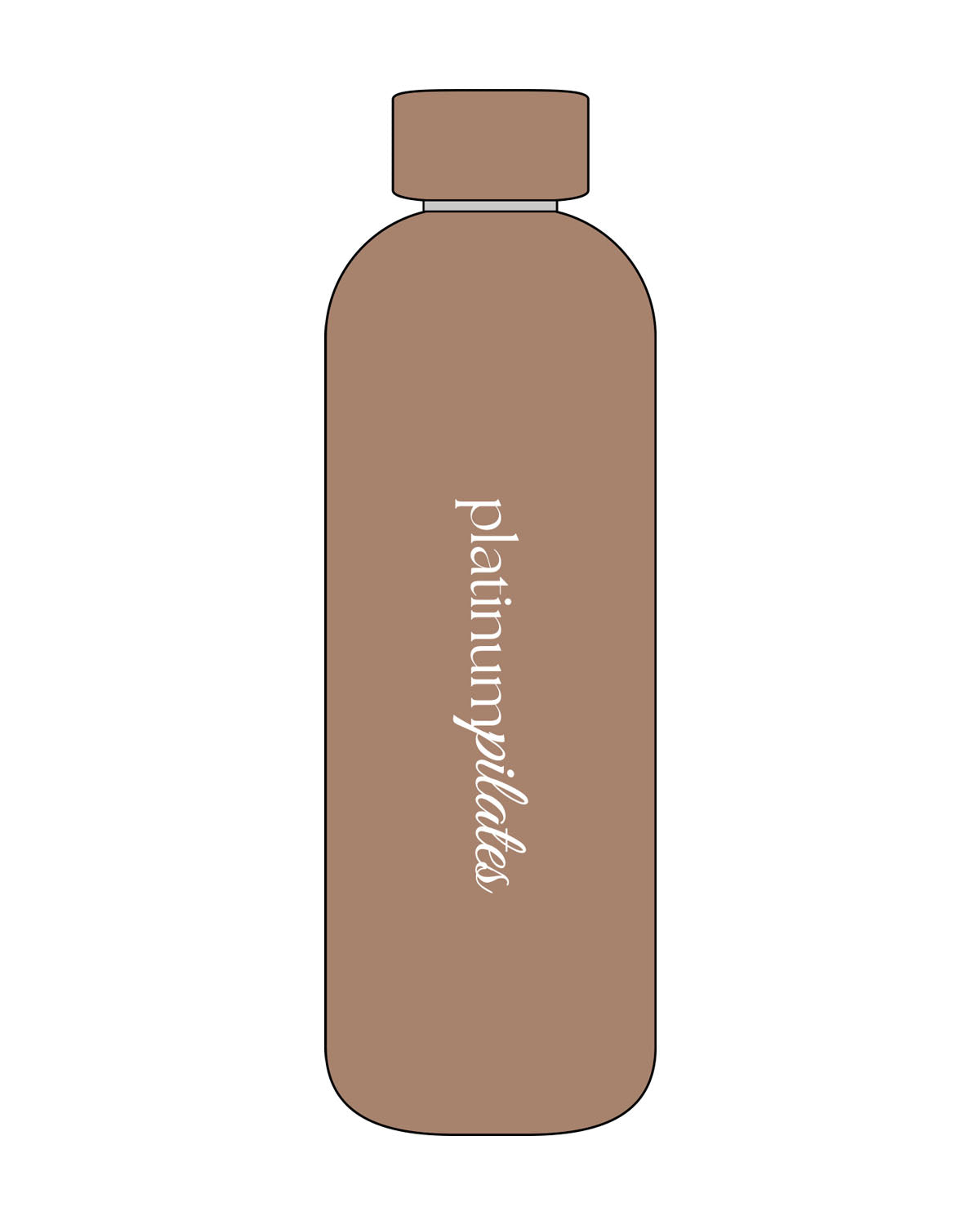 The Water Bottle - Latte - Platinum Pilates - Center Body - Printed - White