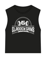 The Classic Crop Tank - Black - Gladden Gains - Center Chest Stacked - White