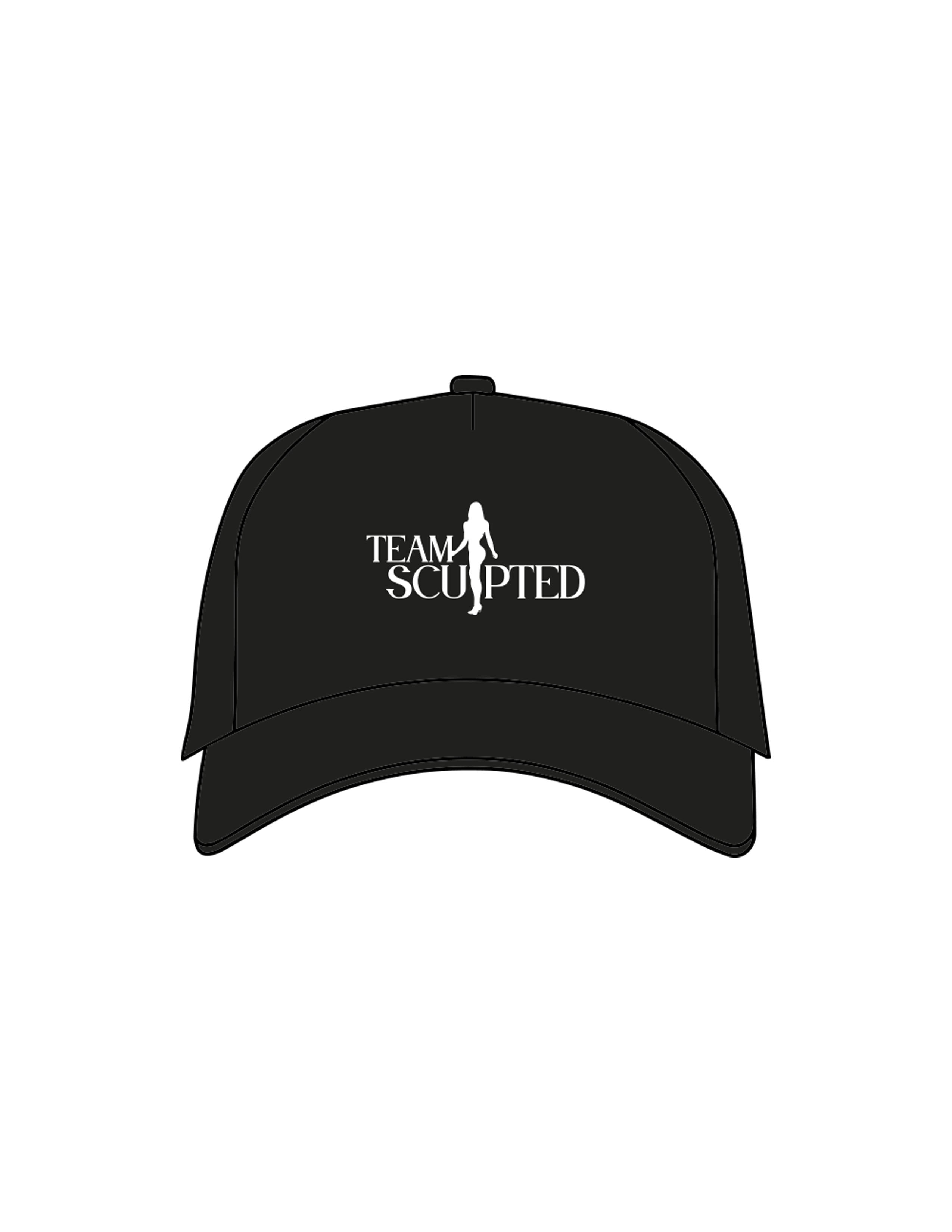 The Canvas Cap - Black - Team Sculpted - Center Crown Stacked & Left Side Panel - Printed - White