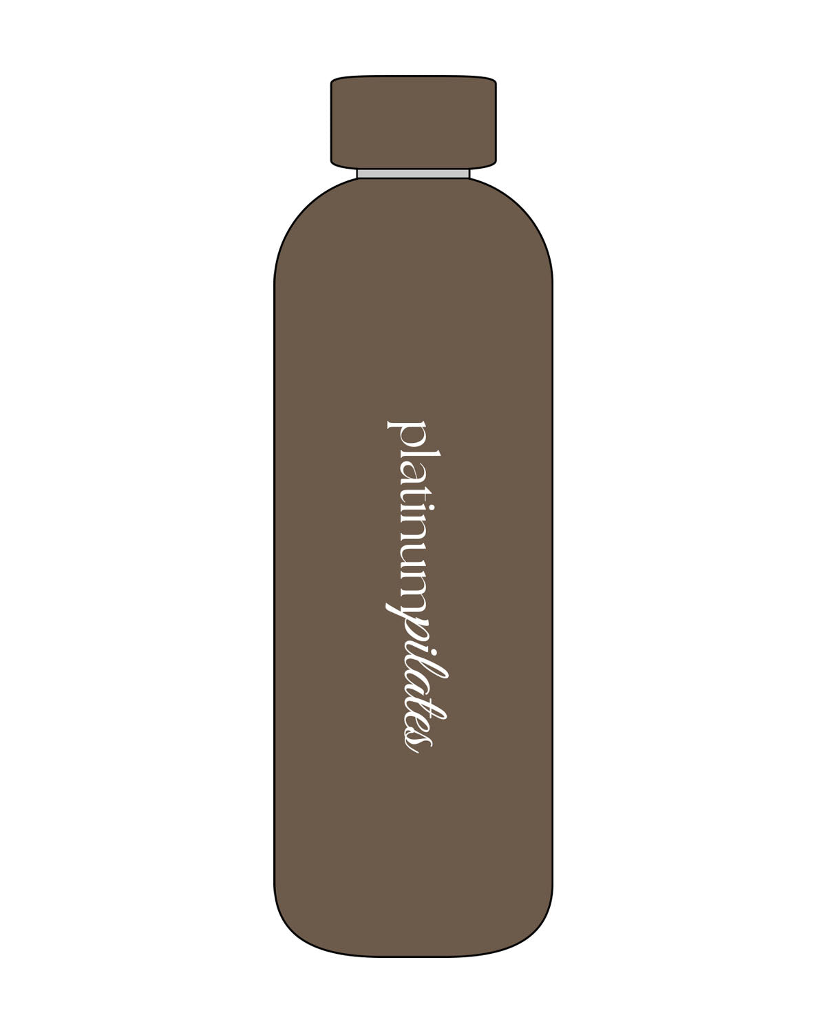 The Water Bottle - Coffee - Platinum Pilates - Center Body - Printed - White