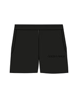 The Womens Sweat Shorts - Black - Golden Hour Pilates - Left Leg Pocket - Printed - Tone on Tone