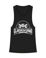 The Racerback Tank - Black - Gladden Gains - Center Chest Stacked - White