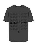 The Mens Tee - Charcoal - Ramp N Rize - Center Chest & Back Stacked - Black