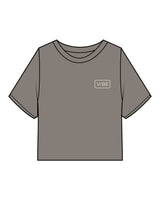 The Heavyweight Crop Tee - Washed Gray - The Vibe - Left Chest & Back Round - Printed - Off White