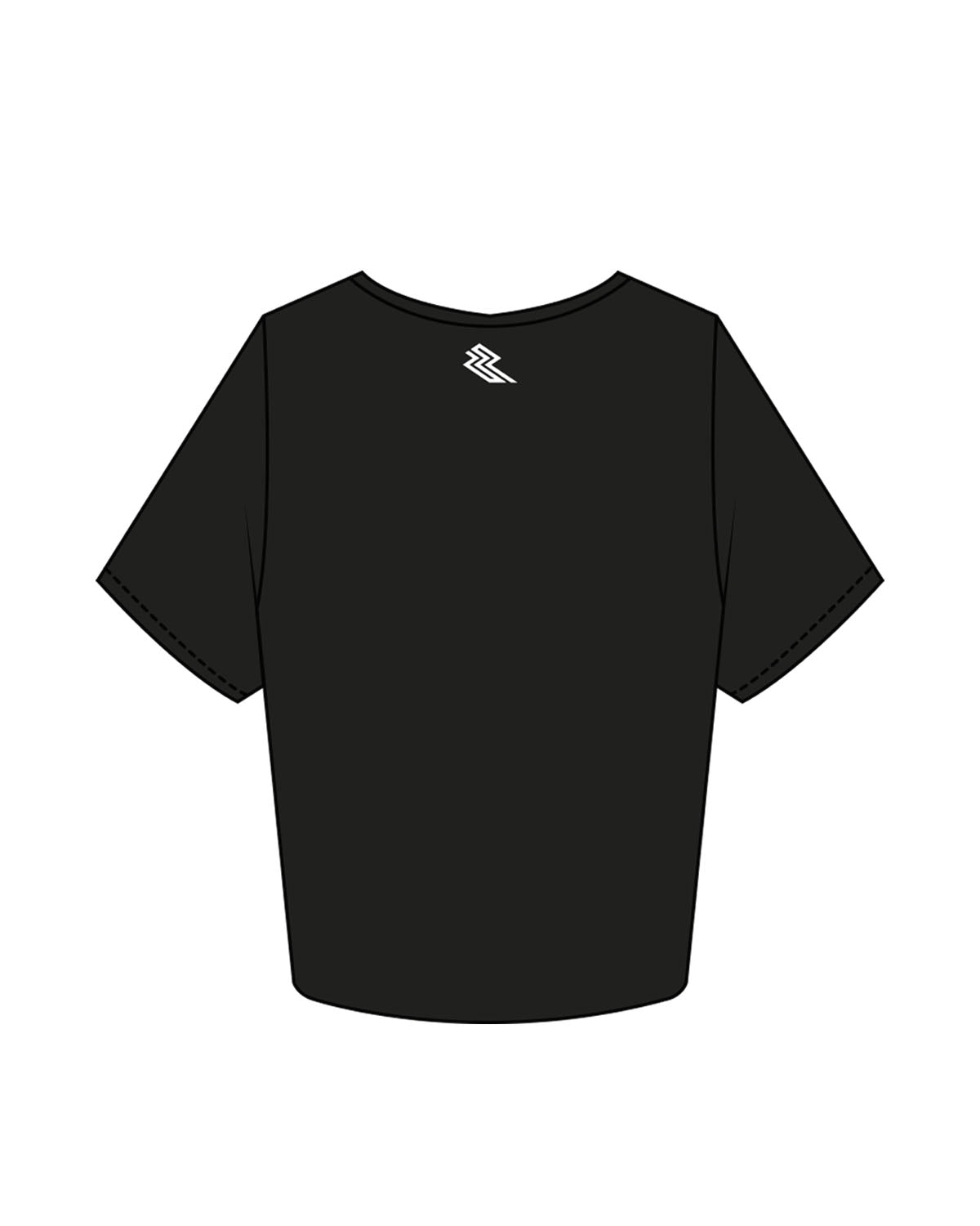 The Crop Tee - Black - Ramp N Rize - Center Chest & Back Neckline - White